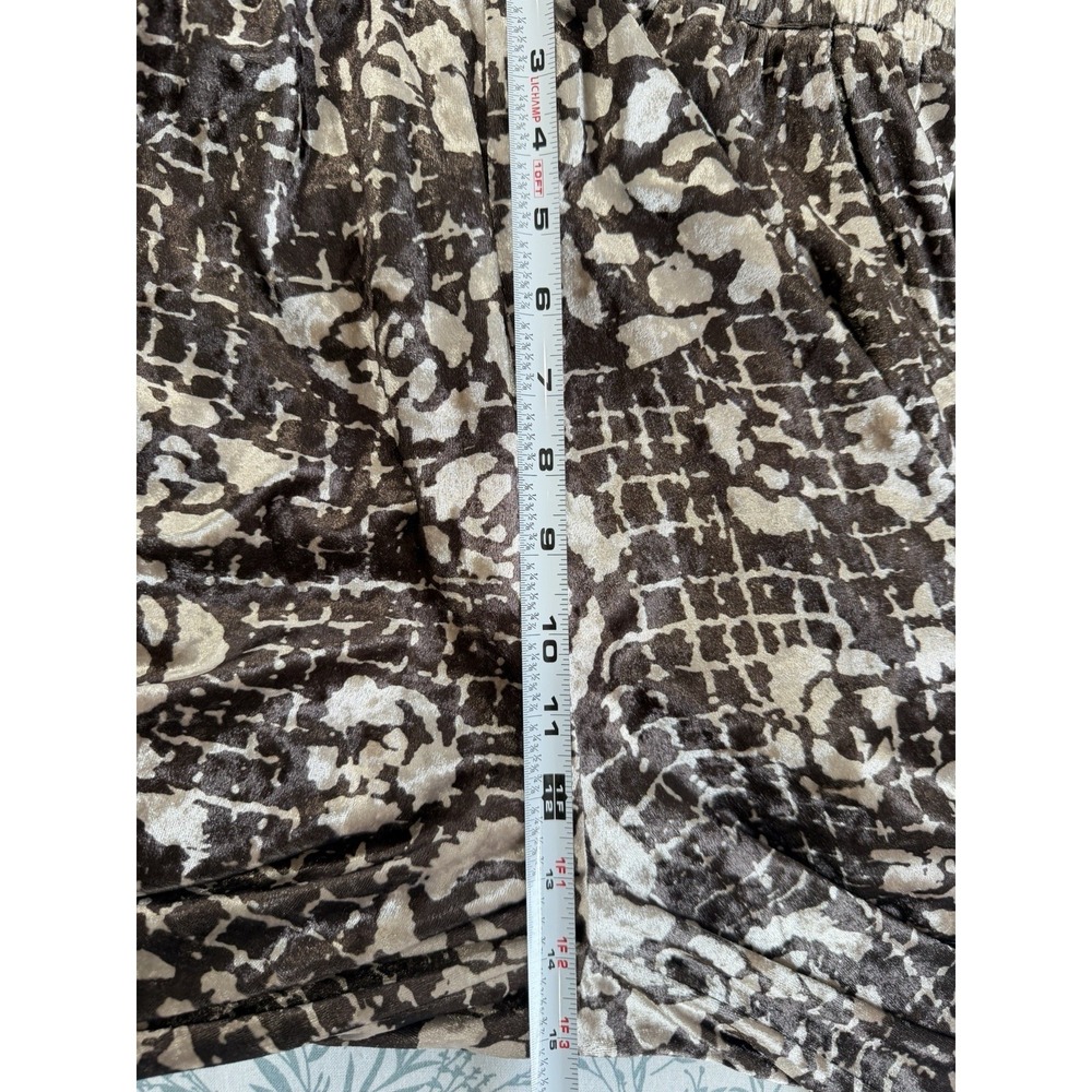 GIGIO Wide Leg Pull On Pants M Velvet Brown Abstract Print Stretch Casual Boho - Picture 7 of 9